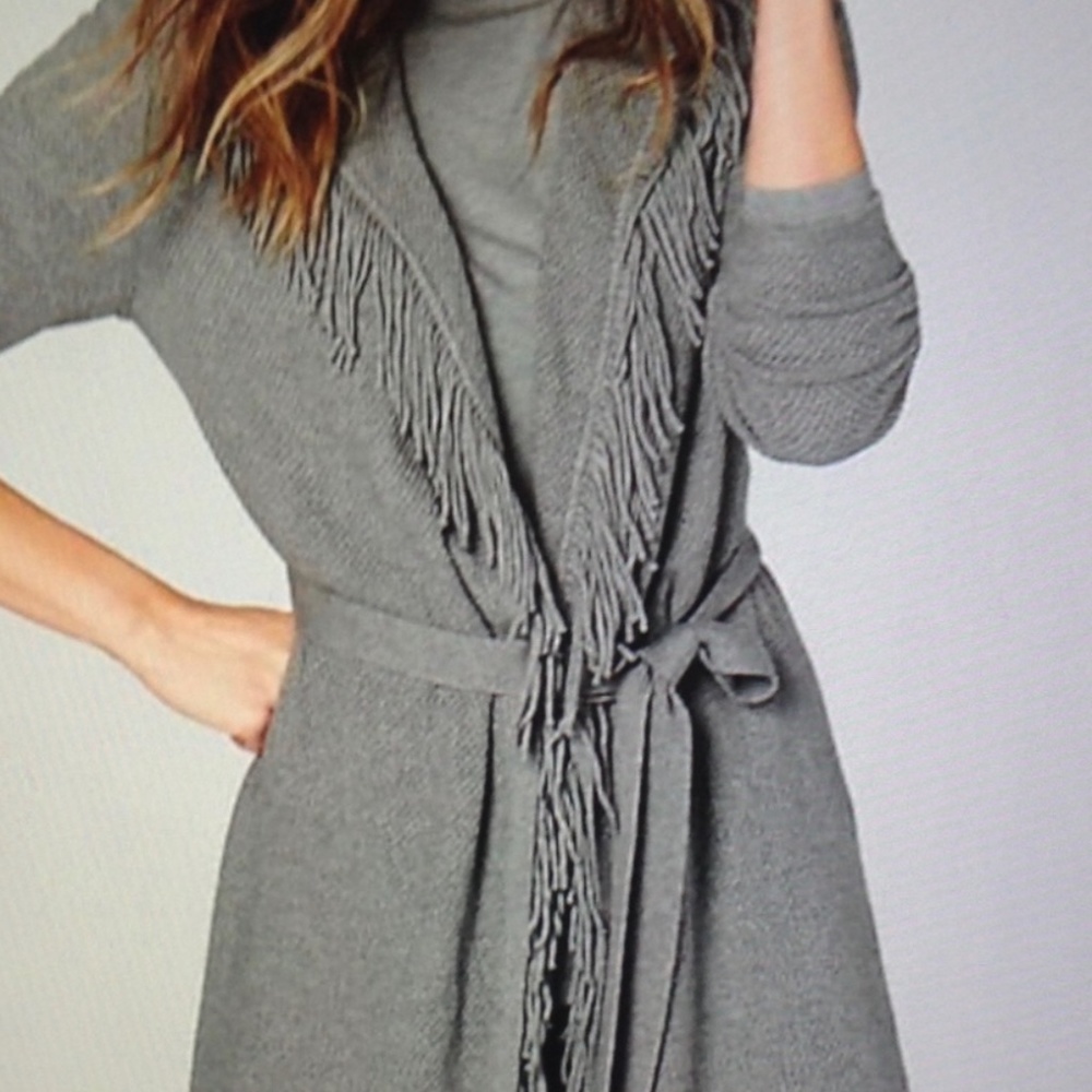 J jill fringed‎ belted sweater. Never worn
